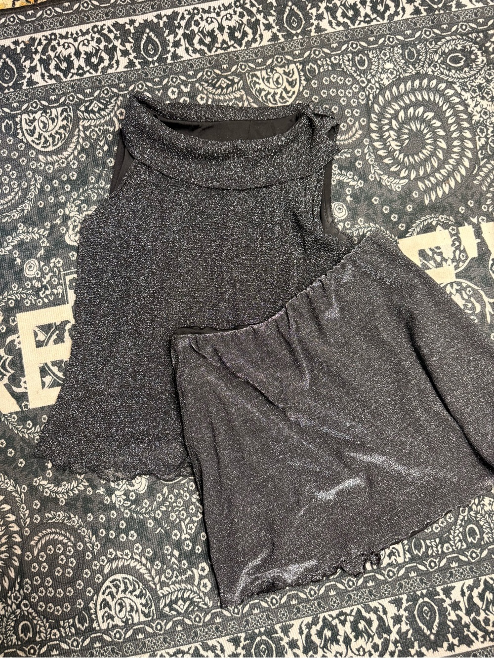 wild fable Metallic Sparkle Two-Piece Skirt Set - Black/Silver